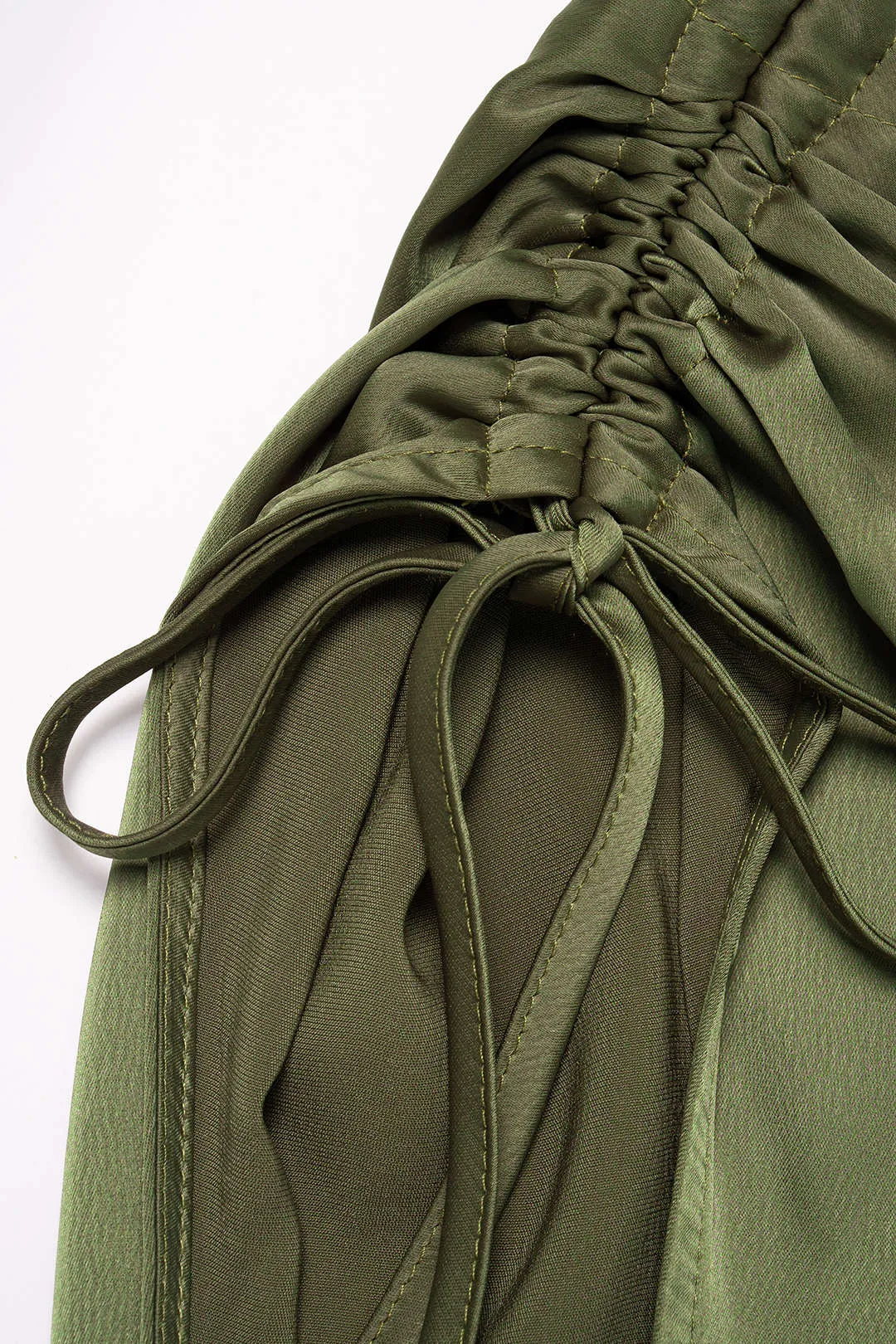 Satin One Shoulder Tie-Up Sleeveless Top And Geometric Print Wide-Leg Pants Set sold by Micas product image thumbnail 4