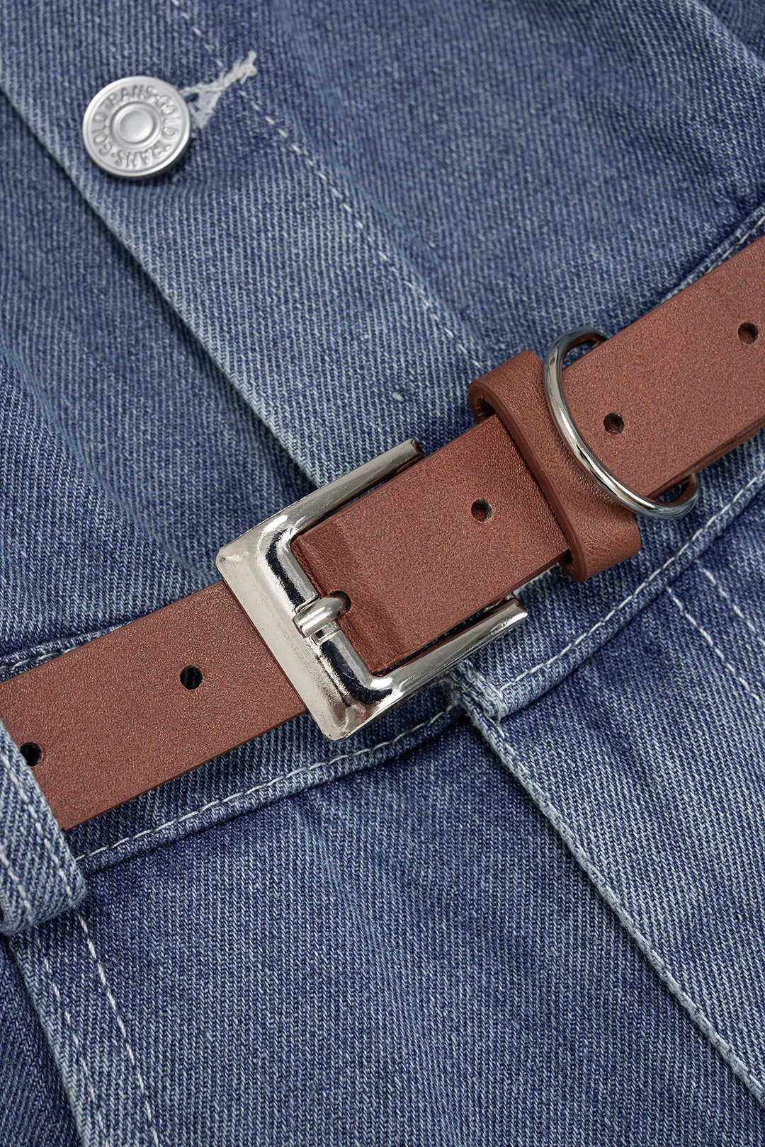 Denim Button Belted Ripped Sleeveless Jumpsuit sold by Micas product image thumbnail 4