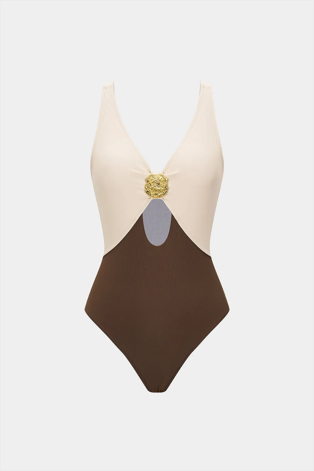 Contrast V-Neck Cut Out Swimsuit sold by Micas