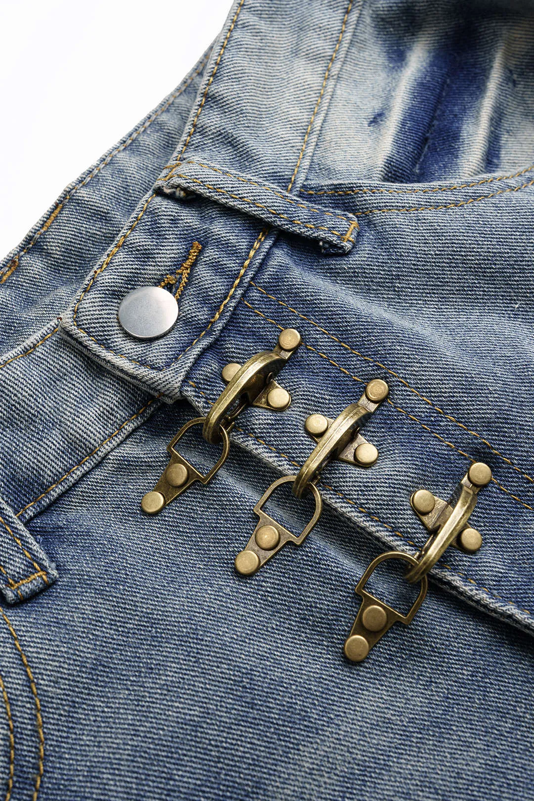 Denim Metallic Buckle Wide Leg Jeans sold by Micas product image thumbnail 3