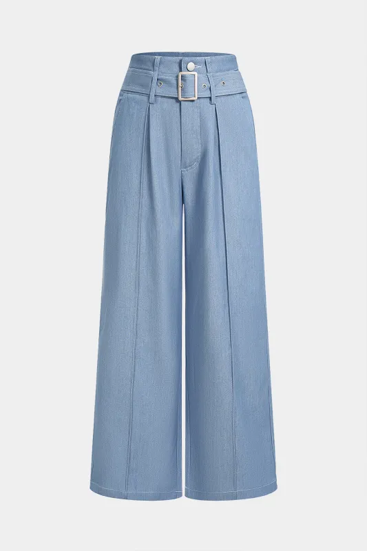 Belted Pocket High Waist Wide Leg Pants sold by Micas