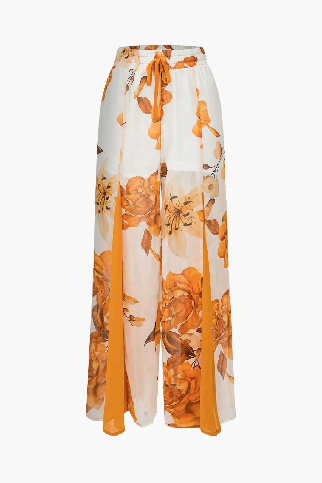 Chiffon Floral Print Pleated Cami Camisole And Wide Leg Pants Set sold by Micas product image thumbnail 4