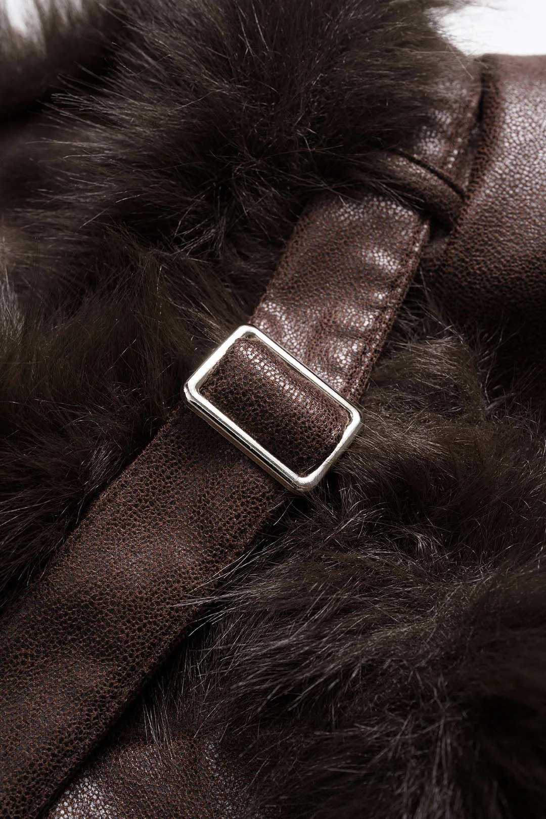 Faux Leather Fur Patchwork Stand Collar Jacket sold by Micas product image thumbnail 3