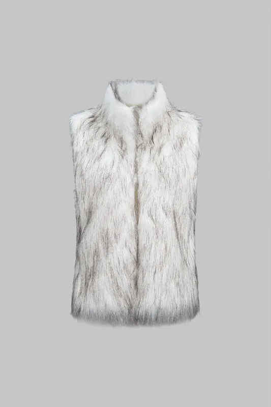Faux Fur Mock Neck Vest sold by Micas