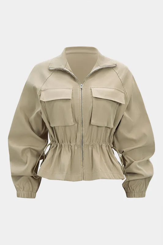 Drawstring Zipper Pocket Jacket sold by Micas