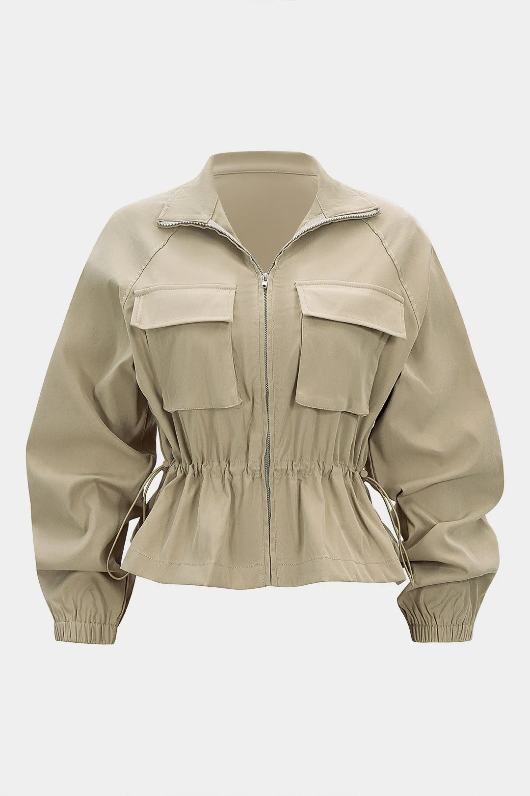 Drawstring Zipper Pocket Jacket sold by Micas