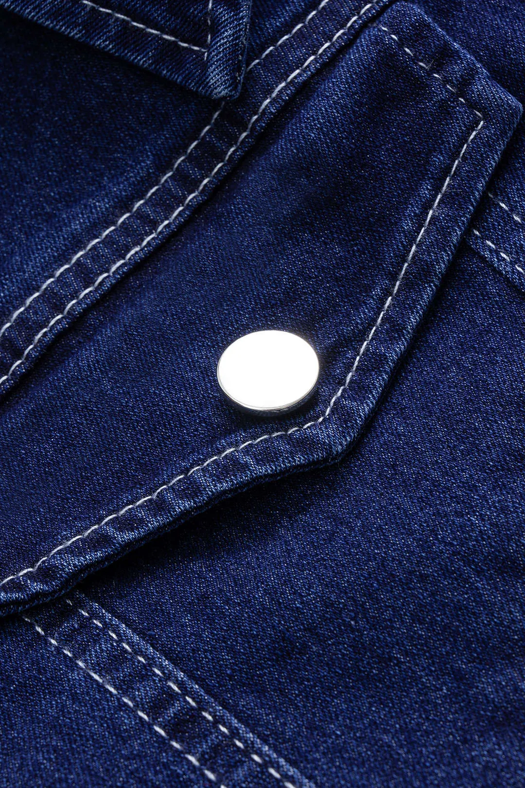 Denim Button Long-Sleeve Top And Wide Leg Pants Suit sold by Micas product image thumbnail 3