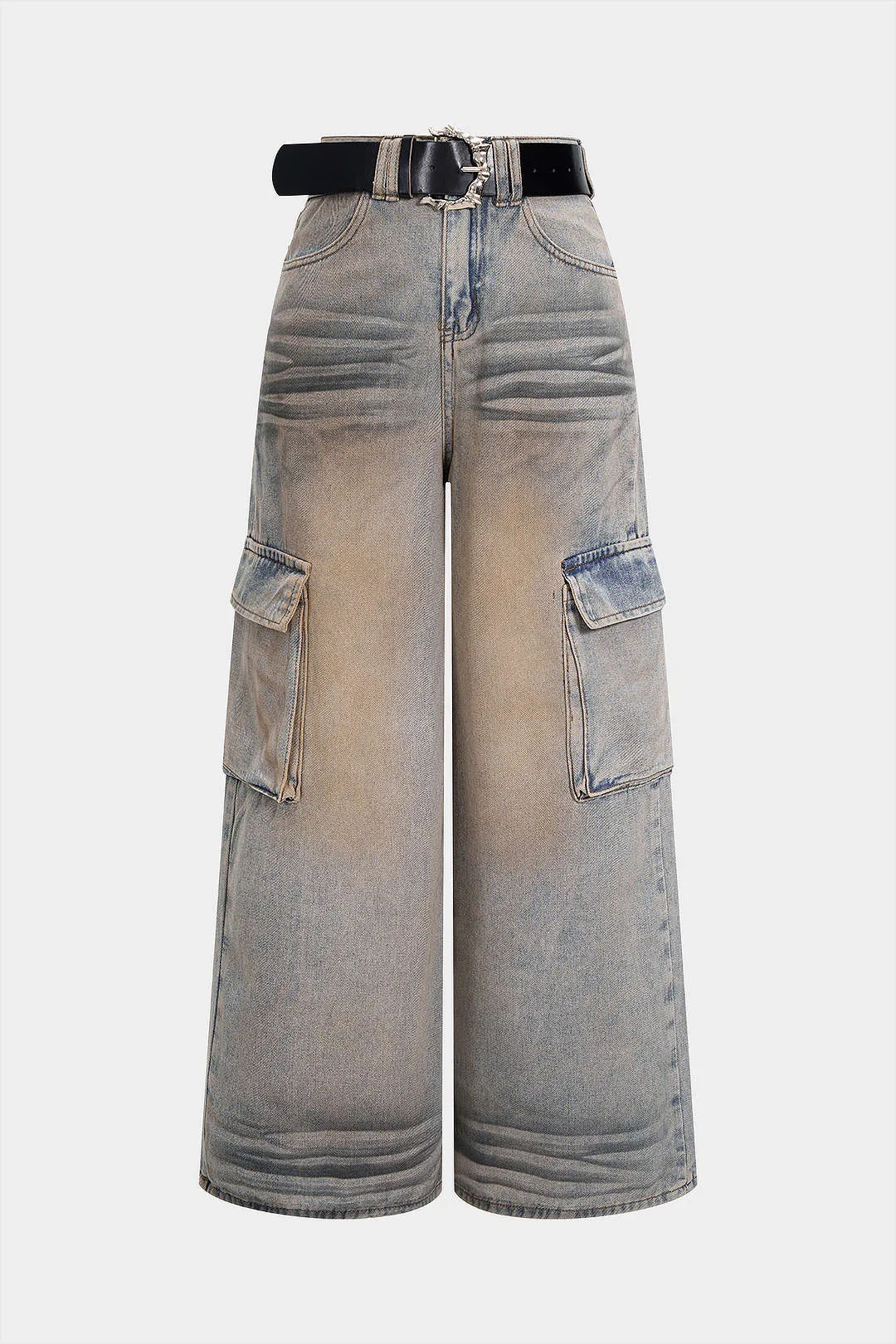 Denim Washed Belted Jeans sold by Micas