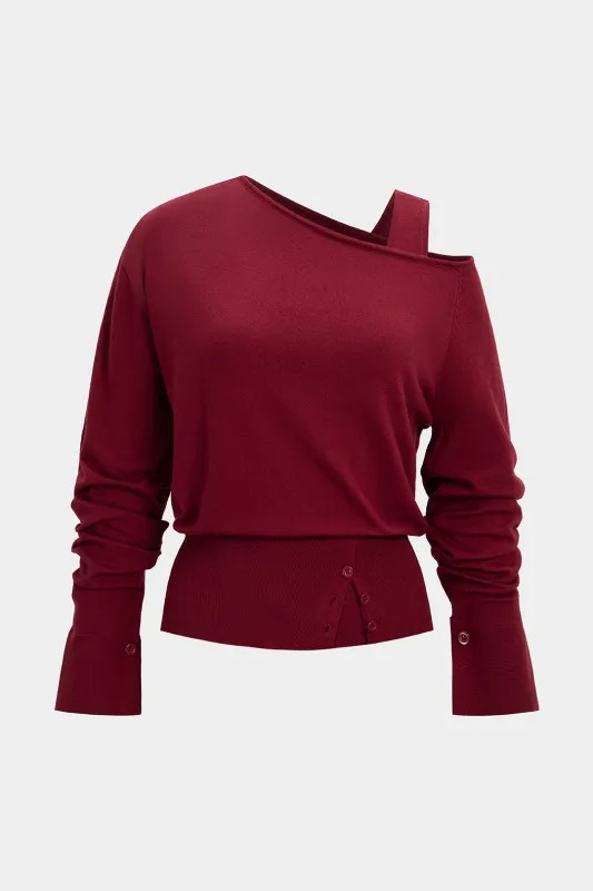 Knit Asymmetrical Long-Sleeve Top sold by Micas