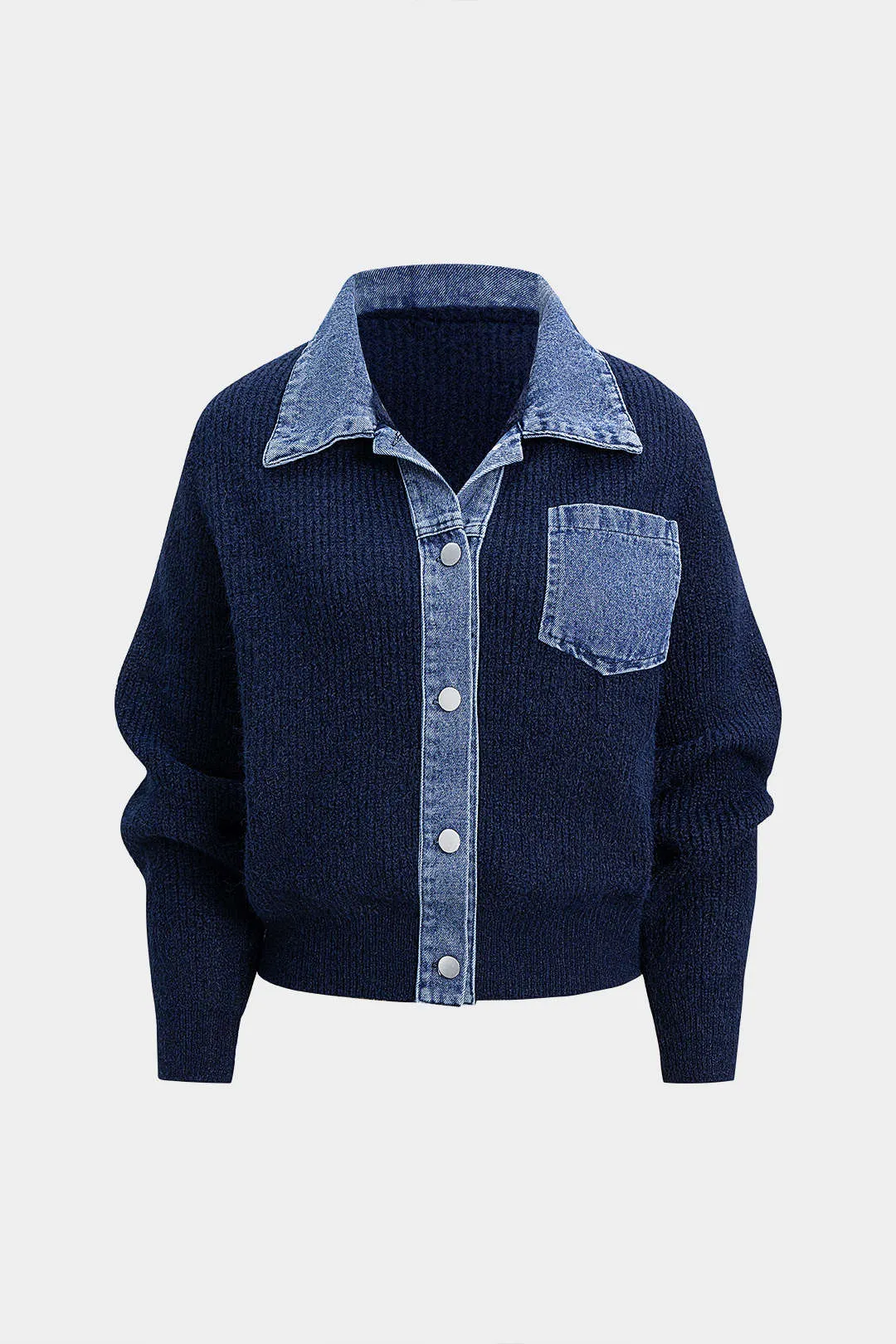 Knit Patchwork Pocket Long-Sleeve Top sold by Micas