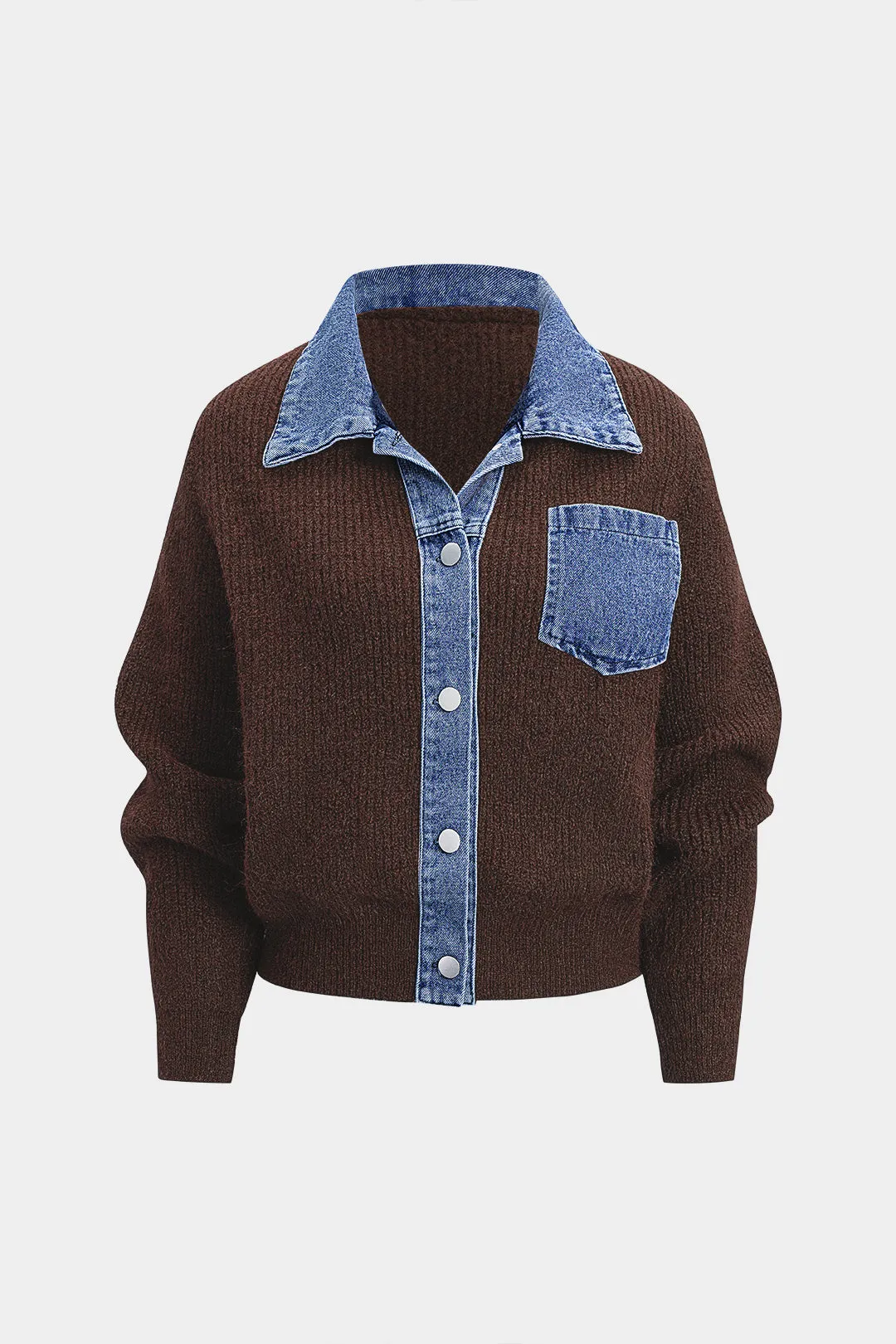 Knit Patchwork Pocket Long-Sleeve Top sold by Micas product image thumbnail 5