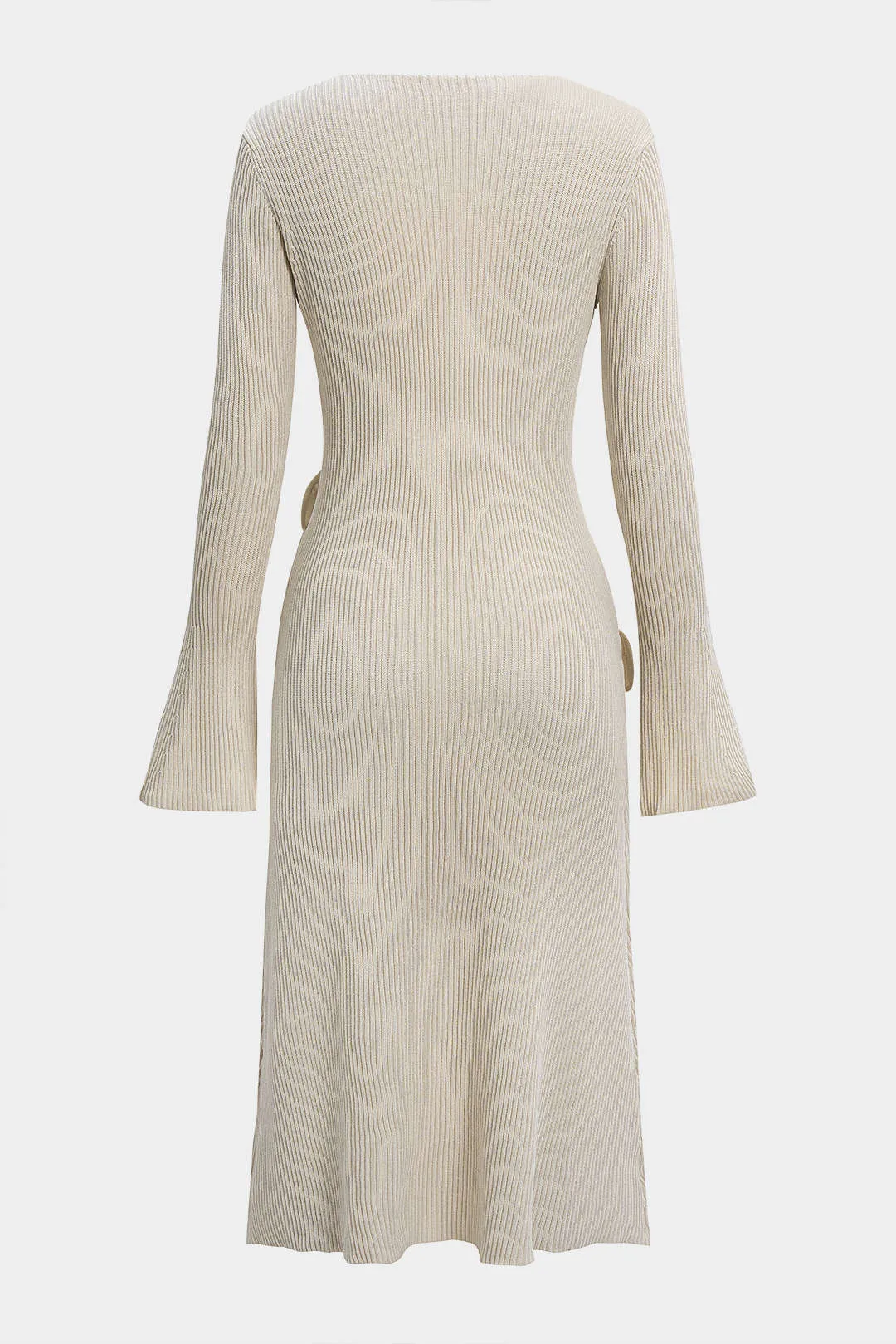 Knit V-Neck Ribbed Long Sleeve Dress sold by Micas product image thumbnail 2