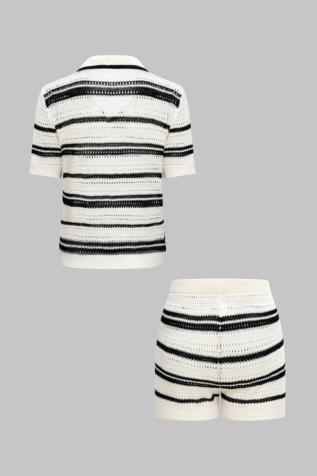 Knit Crochet Contrast Short Sleeve And Shorts Set sold by Micas product image thumbnail 2