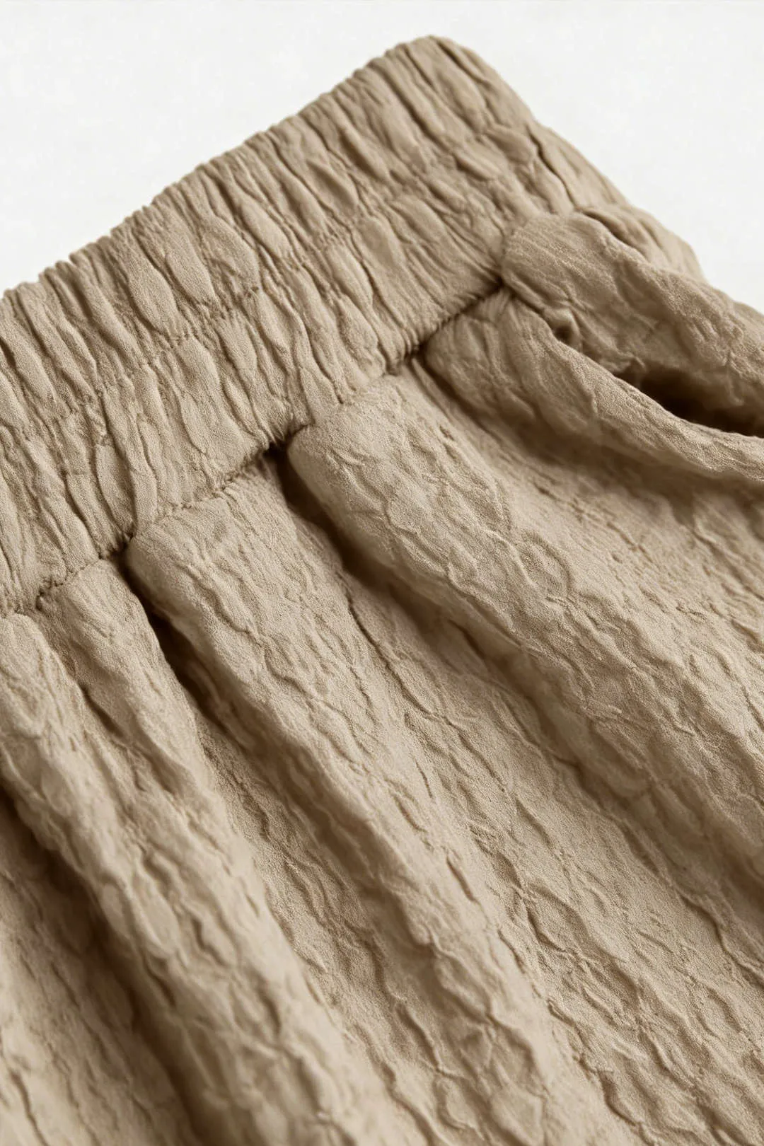 Textured One-Shoulder Ruched Top And Elastic Waistband Wide-Leg Pants Set sold by Micas product image thumbnail 3