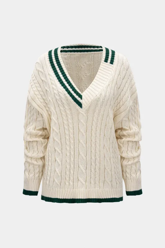 Knit V-Neck Asymmetrical Long-Sleeve Top sold by Micas