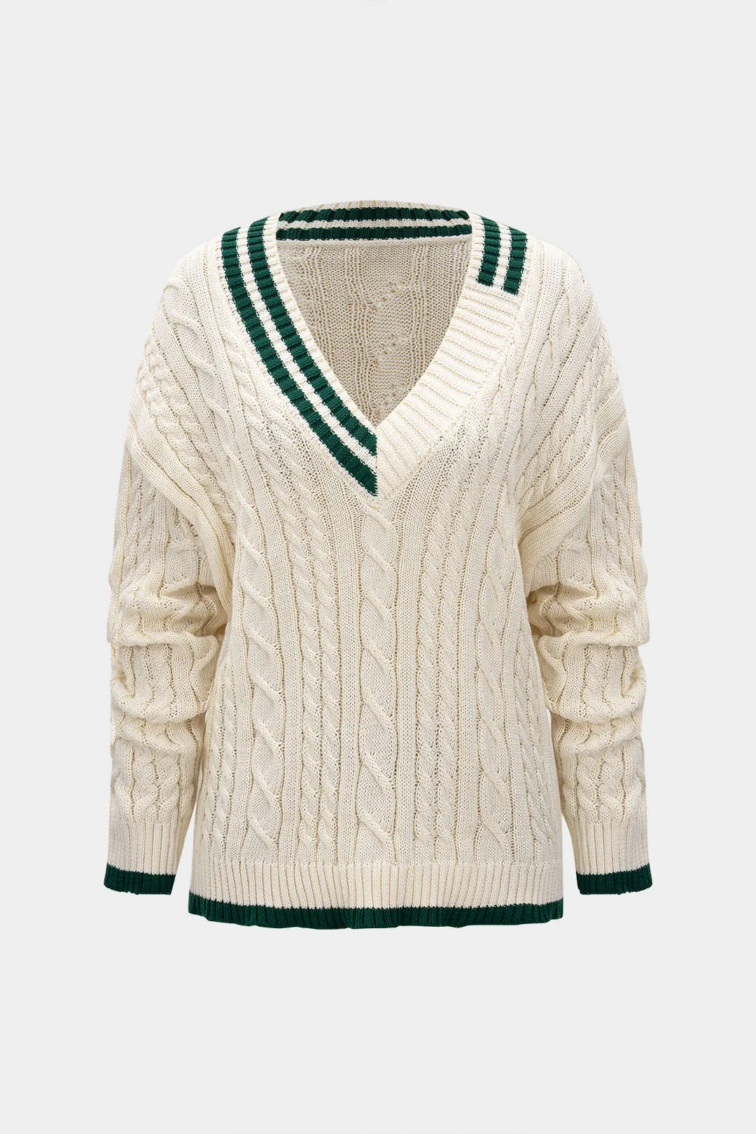 Knit V-Neck Asymmetrical Long-Sleeve Top sold by Micas