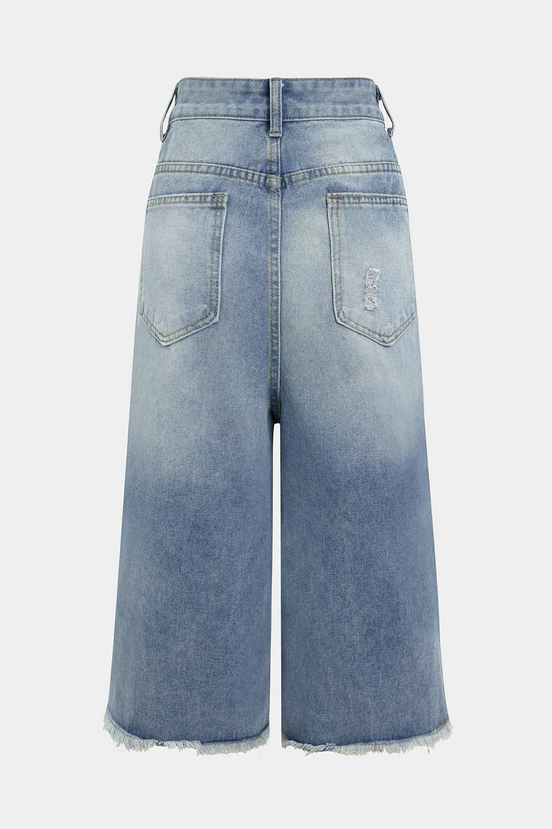 Denim Ripped High Waist Wide Leg Shorts sold by Micas product image thumbnail 2