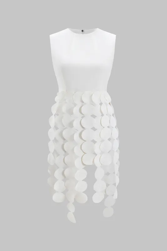 Asymmetrical Patchwork Fringe Hem Zipper Tank Top made by Micas