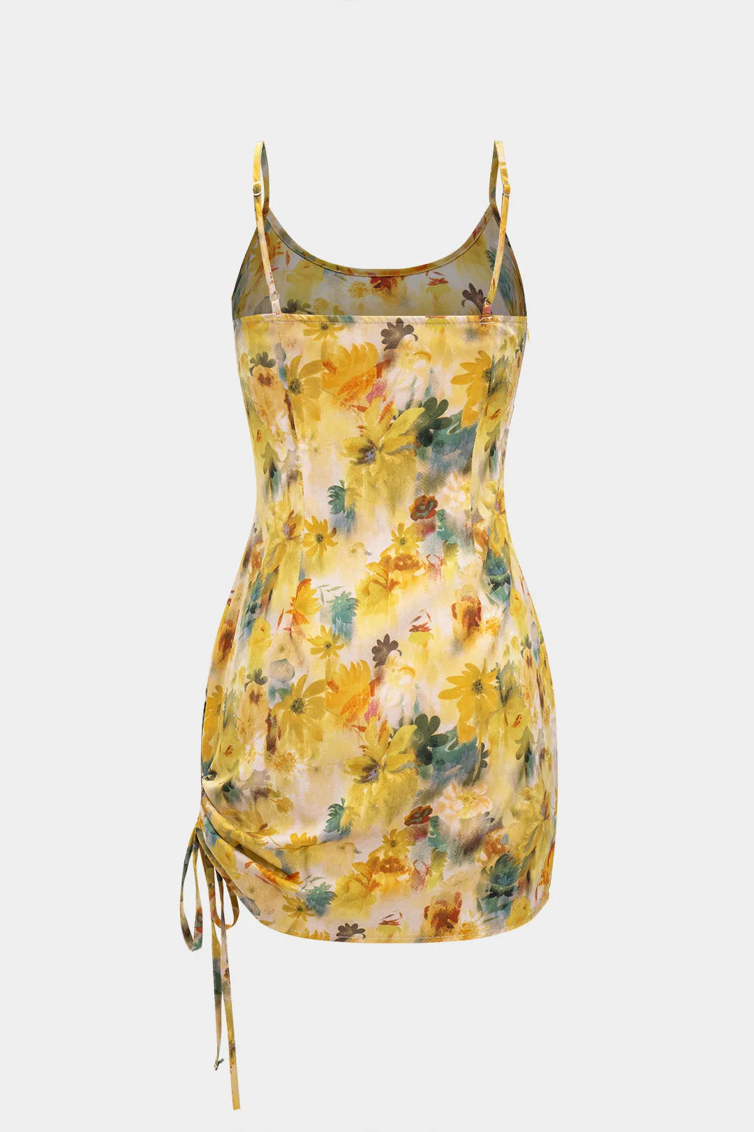 Floral Print Tie Side Ruched Sleeveless Mini Dress sold by Micas product image thumbnail 2