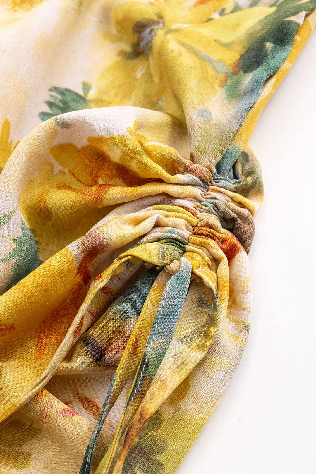 Floral Print Tie Side Ruched Sleeveless Mini Dress sold by Micas product image thumbnail 4