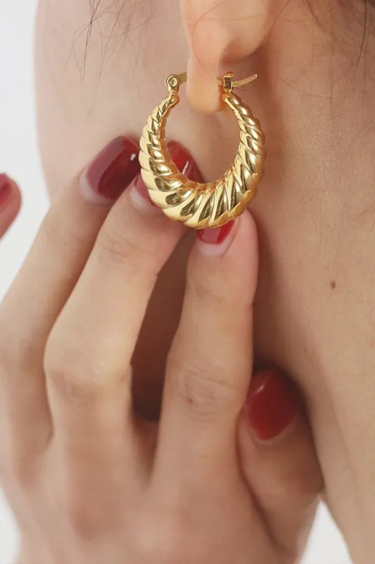 Alloy Hollow Moon-Shaped Earrings sold by Micas