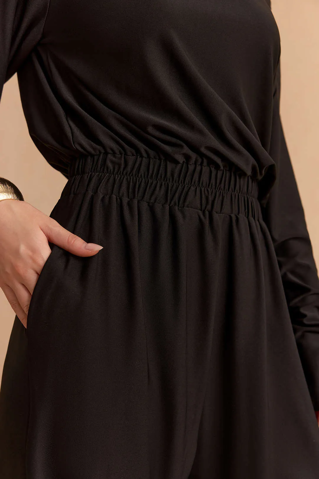 Solid One Shoulder Long Sleeve Jumpsuit sold by Micas product image thumbnail 3