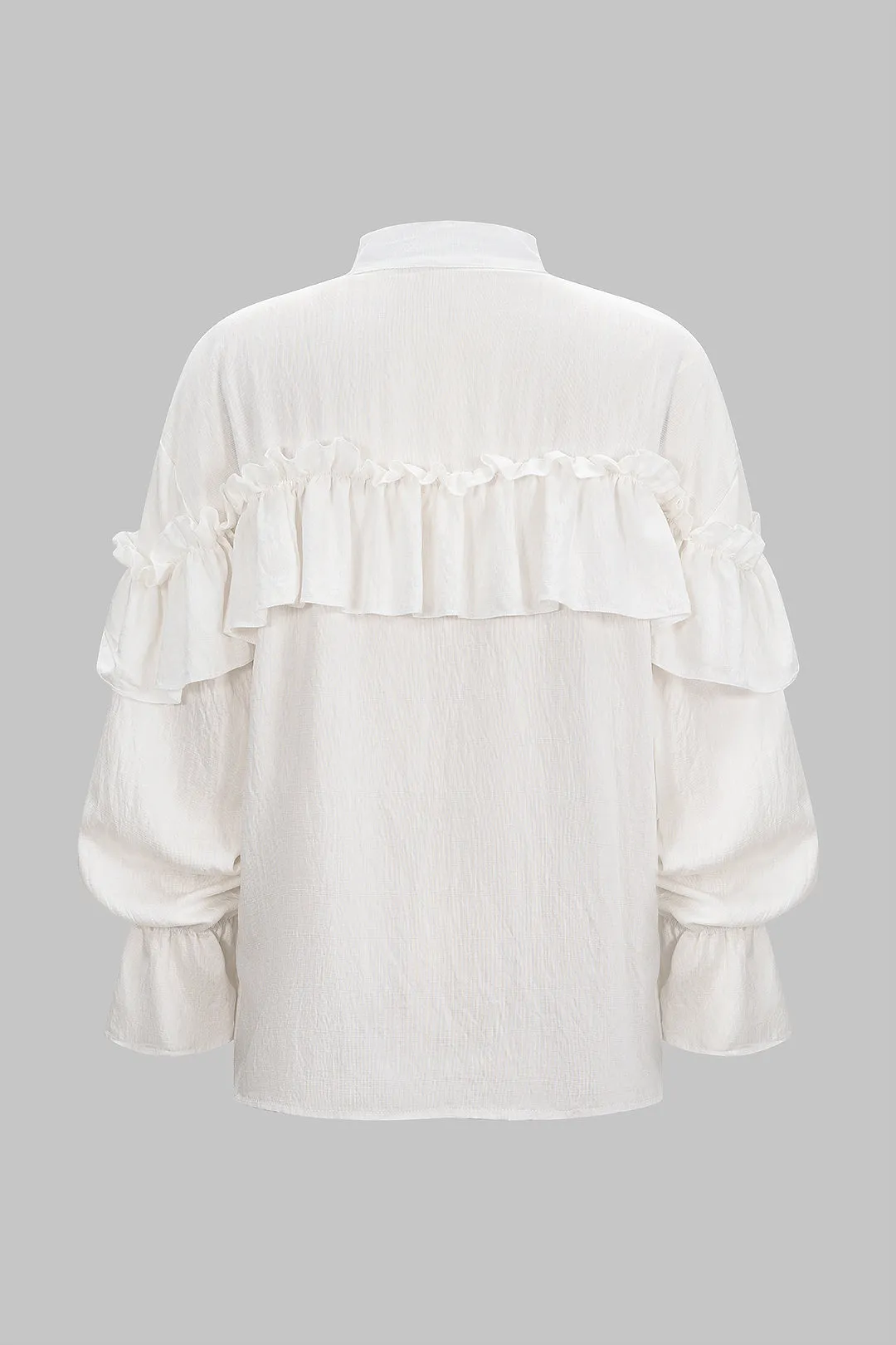 Solid Ruffle Long-Sleeve Shirt sold by Micas product image thumbnail 3