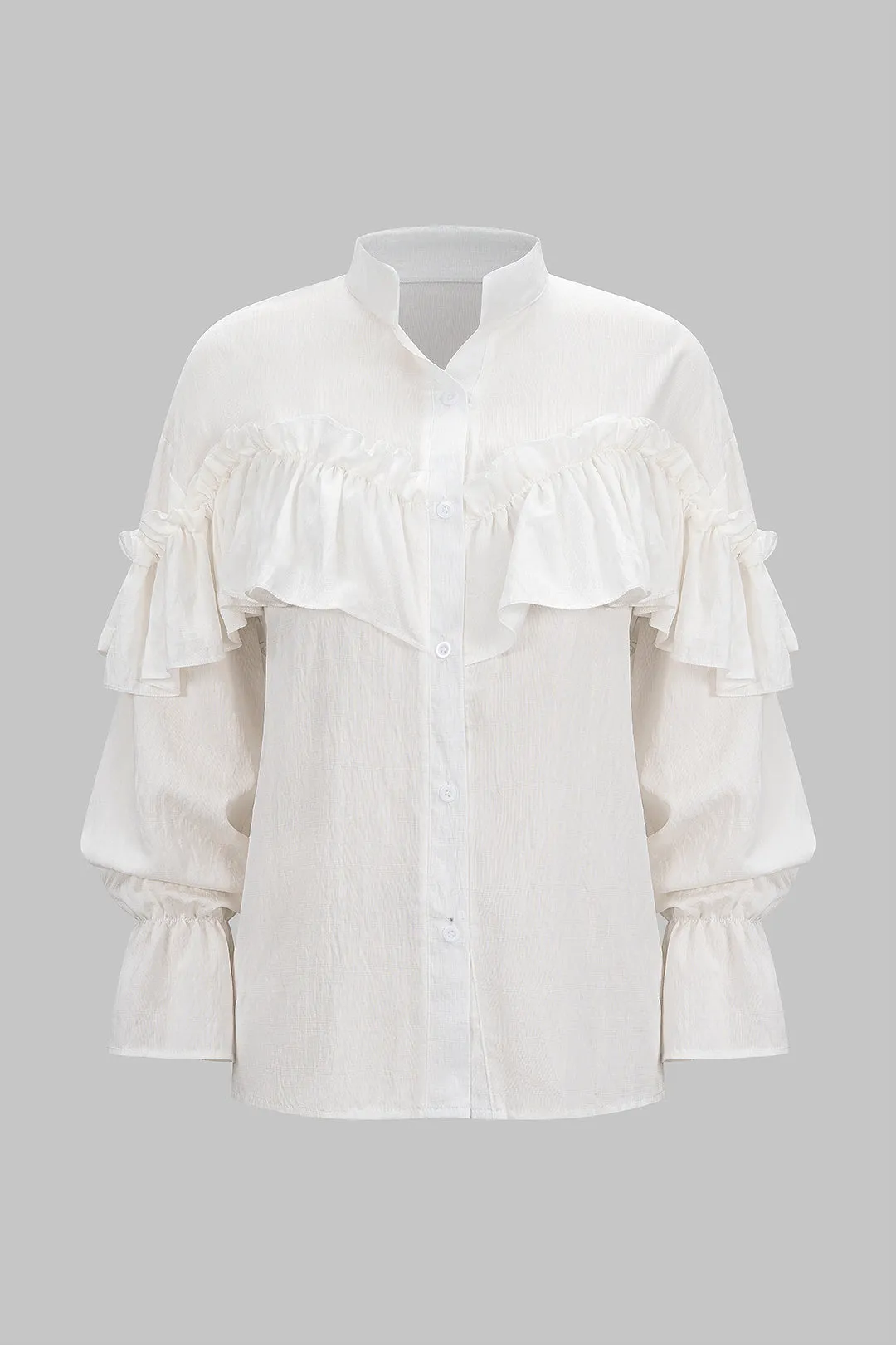 Solid Ruffle Long-Sleeve Shirt sold by Micas product image thumbnail 2