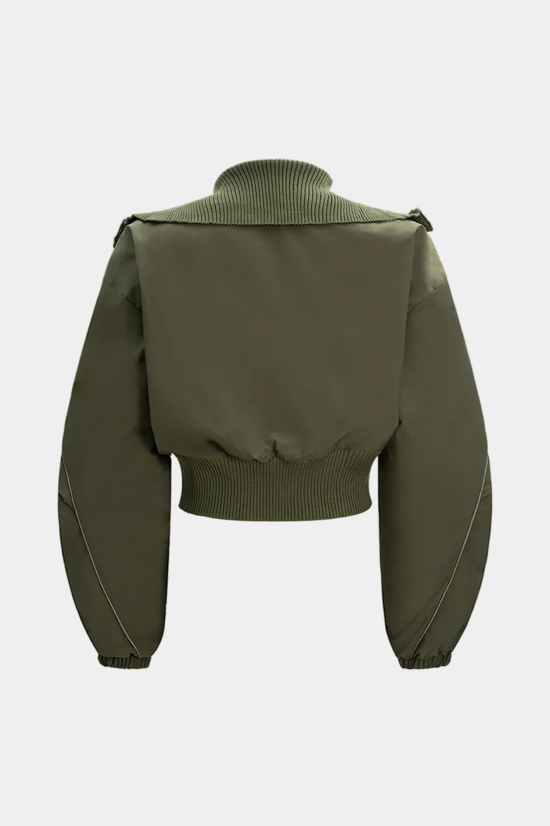 Patchwork Zipper Pocket Ribbed Ruched Jacket sold by Micas product image thumbnail 2