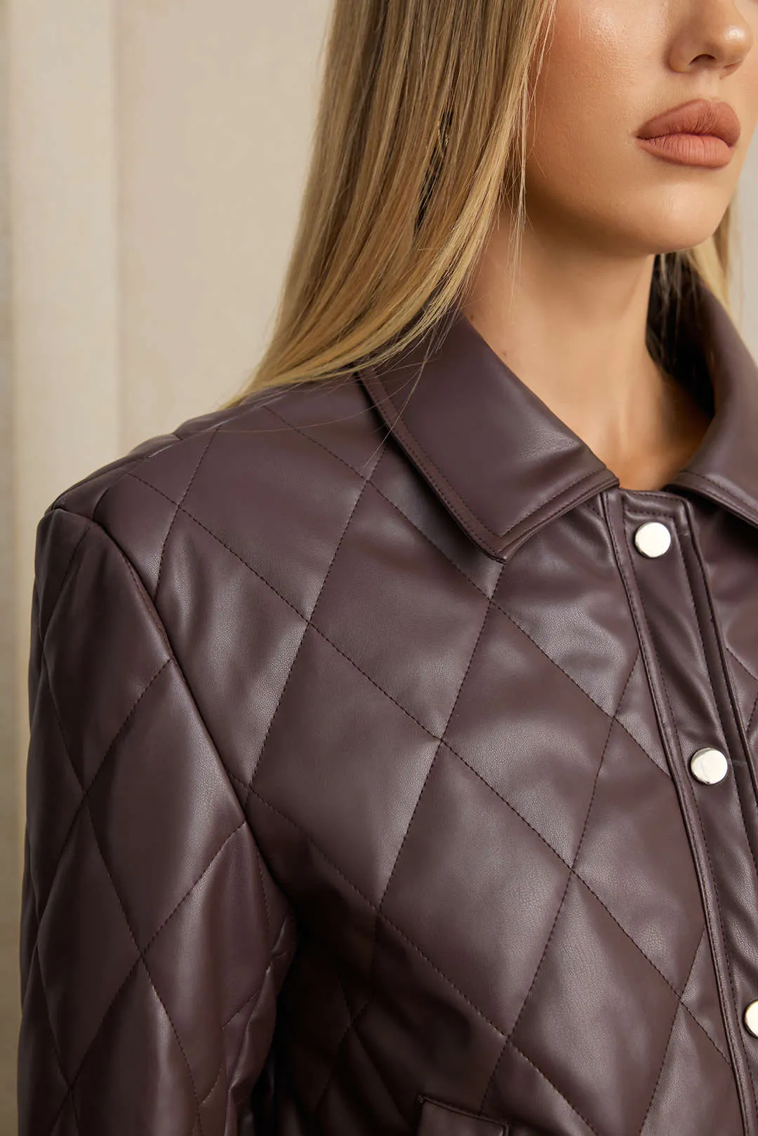 Faux Leather Button Pocket Lapel Jacket sold by Micas product image thumbnail 3