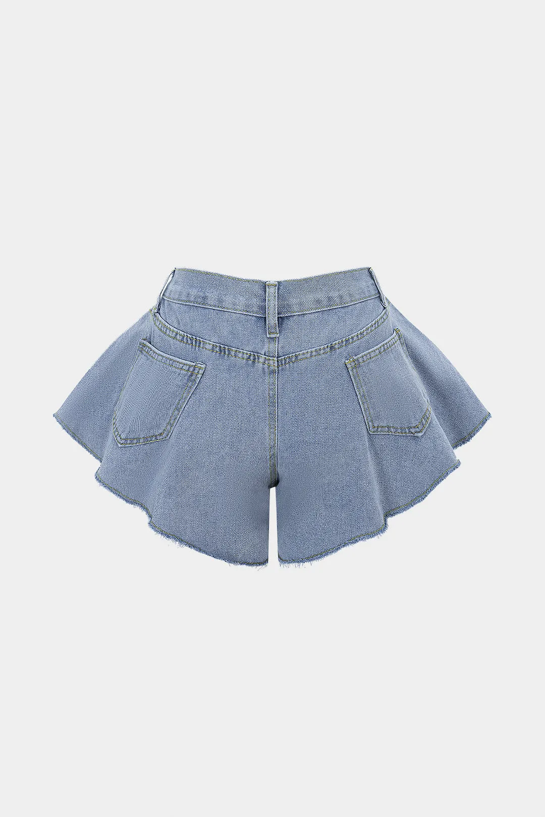 Denim Ruffle Wide Leg Shorts sold by Micas product image thumbnail 2