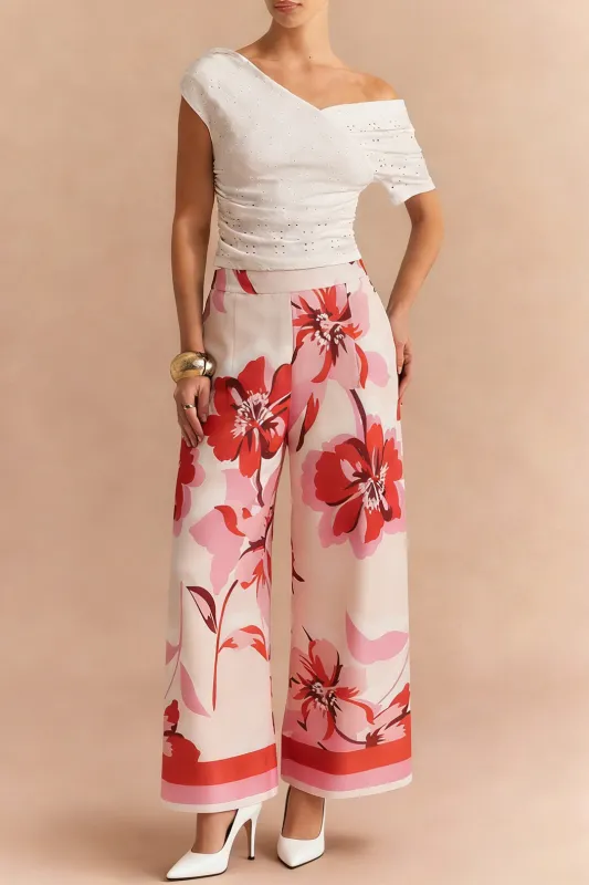 Floral Print High Waist Wide Leg Pants sold by Micas