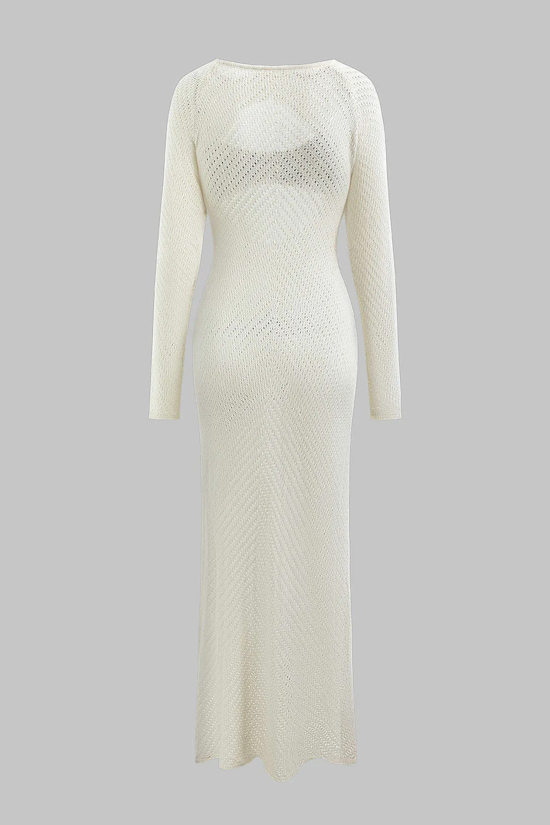 Knit Contrast Cut Out Slit Long Sleeve Dress sold by Micas product image thumbnail 2