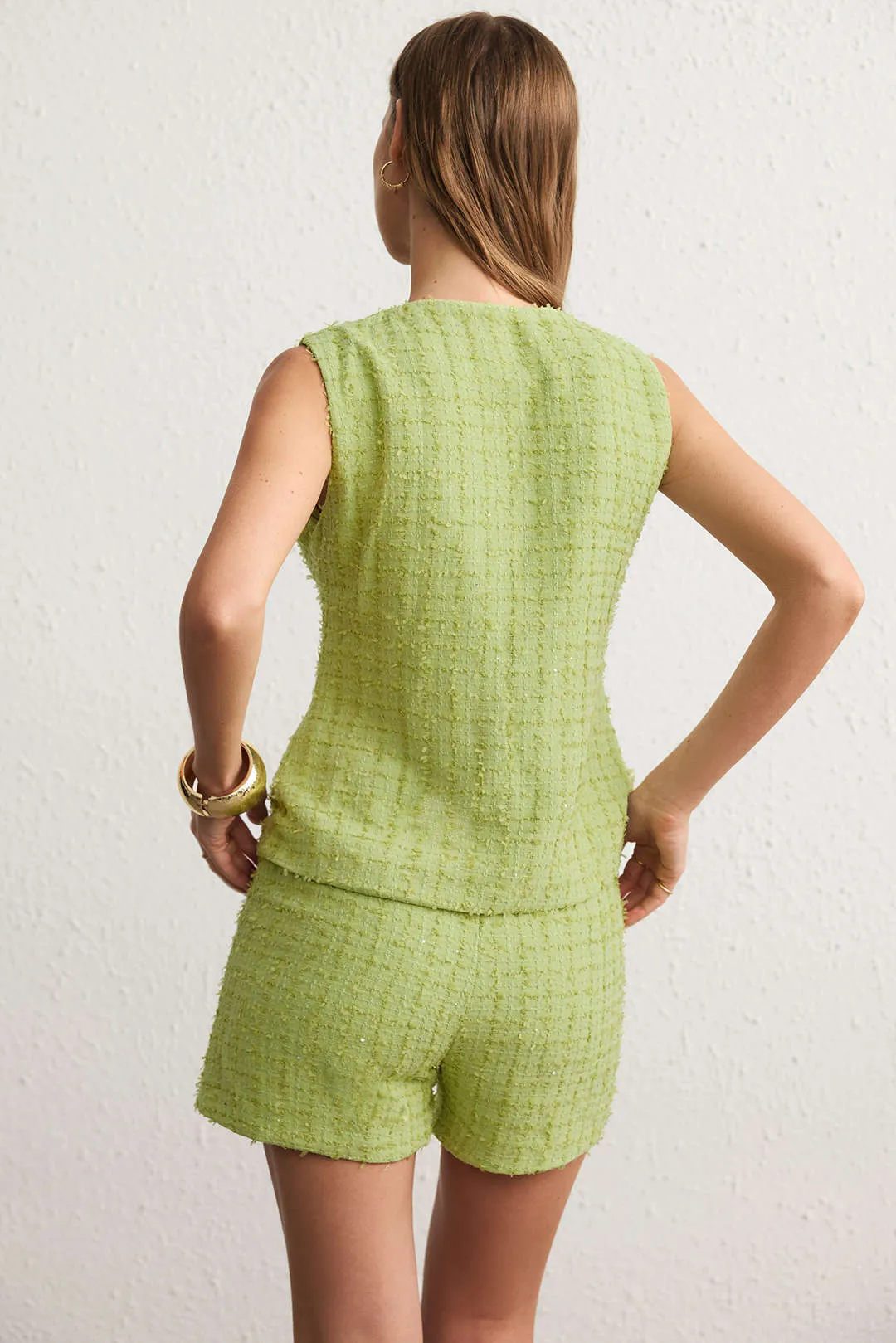 Textured Round Neck Button Vest And Shorts Set sold by Micas product image thumbnail 5