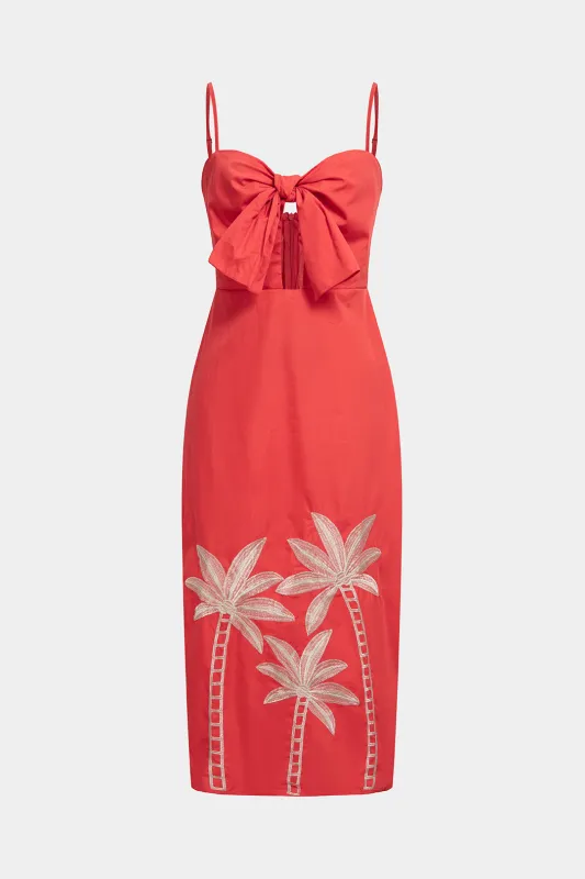 Embroidery Bow Cut Out Zipper Sleeveless Midi Dress sold by Micas