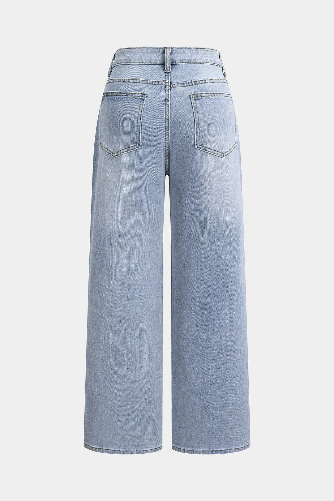 Denim Crossed Tie-Up Pocket Straight Leg Jeans sold by Micas product image thumbnail 2