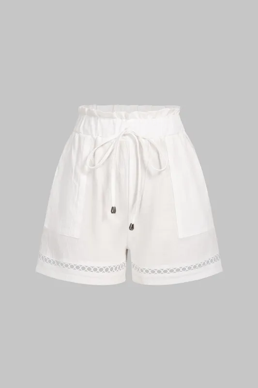 Hollow Out Drawstring Ruched Pocket Shorts sold by Micas