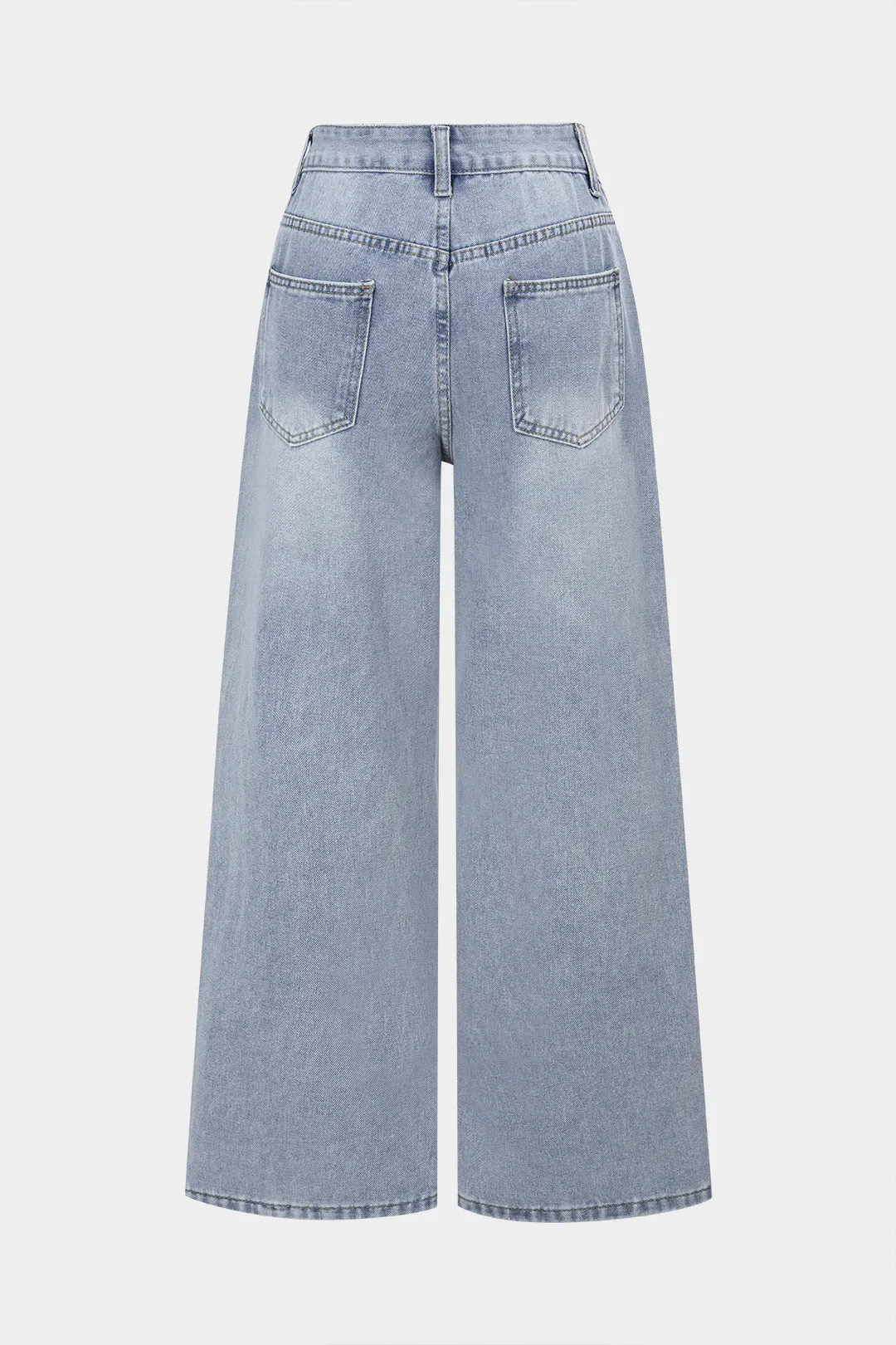 Denim Frayed Cut Out Straight Leg Jeans sold by Micas product image thumbnail 2