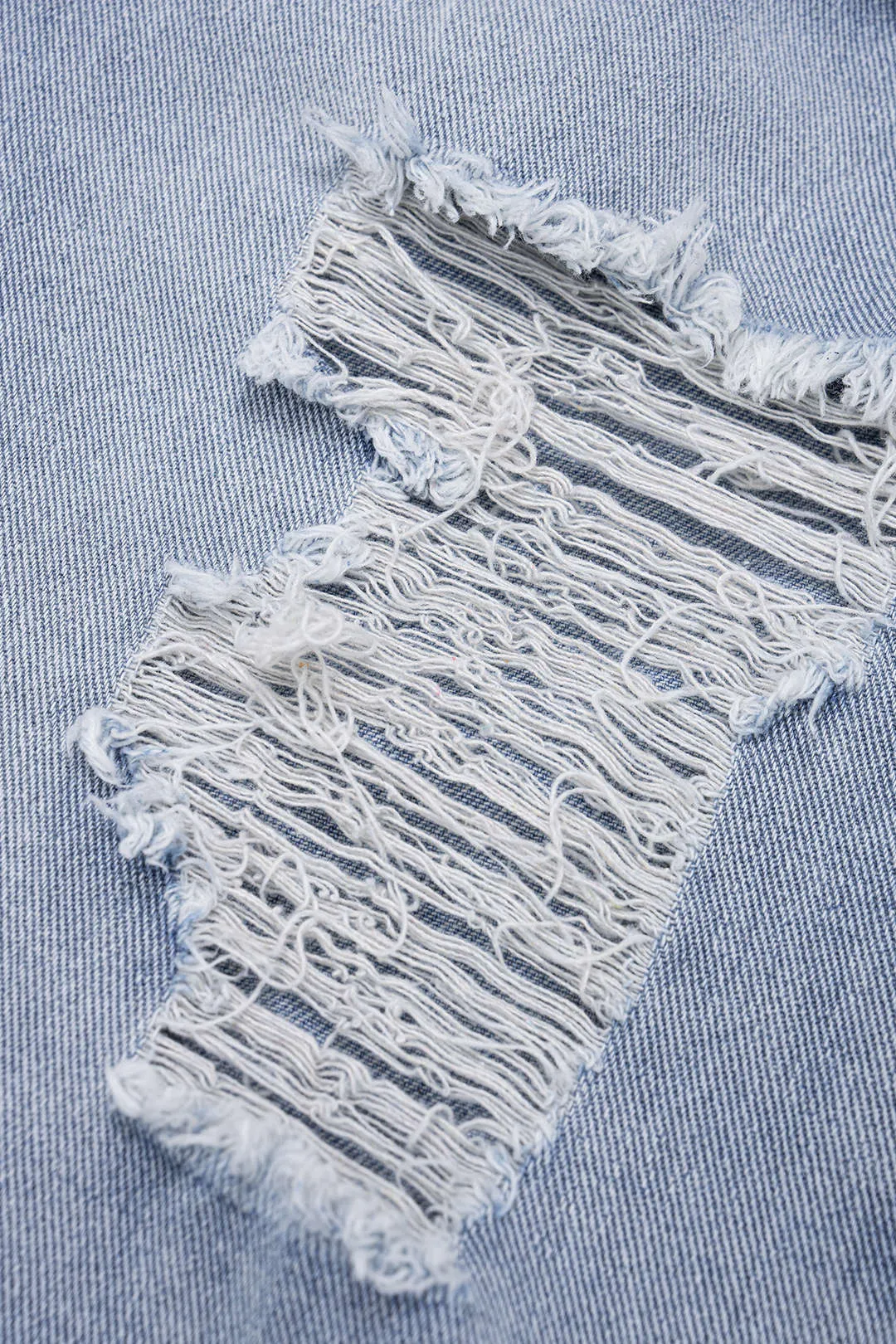 Denim Frayed Cut Out Straight Leg Jeans sold by Micas product image thumbnail 3