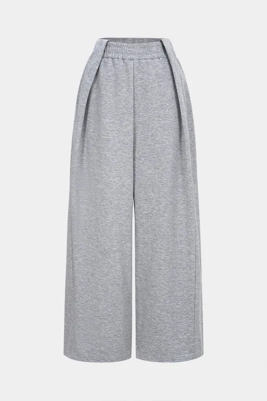 Shirred Waistband Pocket Drawstring Wide Leg Pants sold by Micas