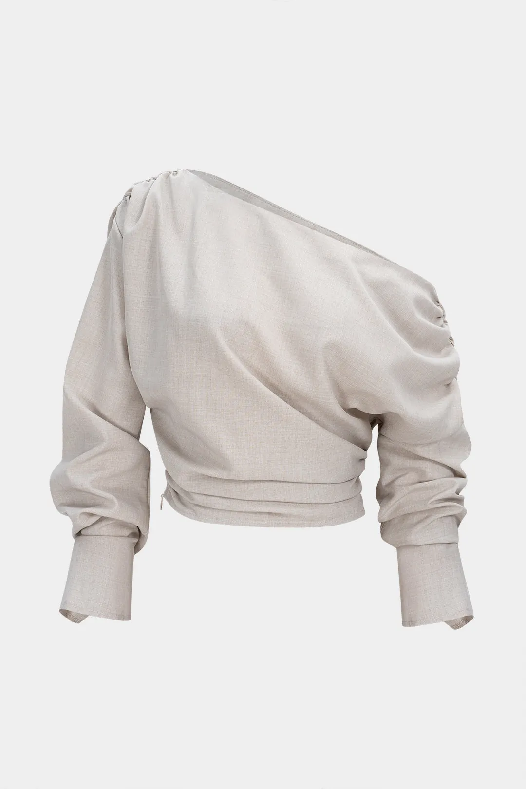 One Shoulder Ruched Long-Sleeve Shirt sold by Micas