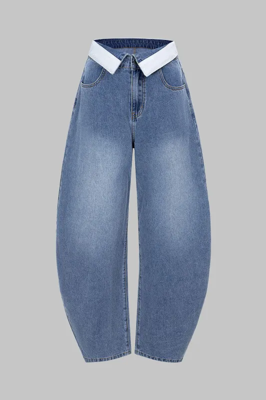 Denim Pocket Barrel Jeans made by Micas