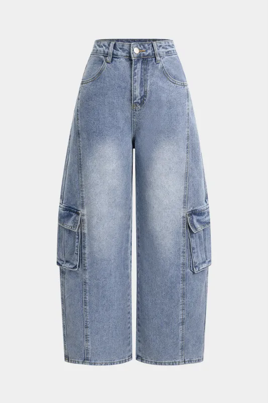 Denim Pocket Wide Leg Jeans sold by Micas