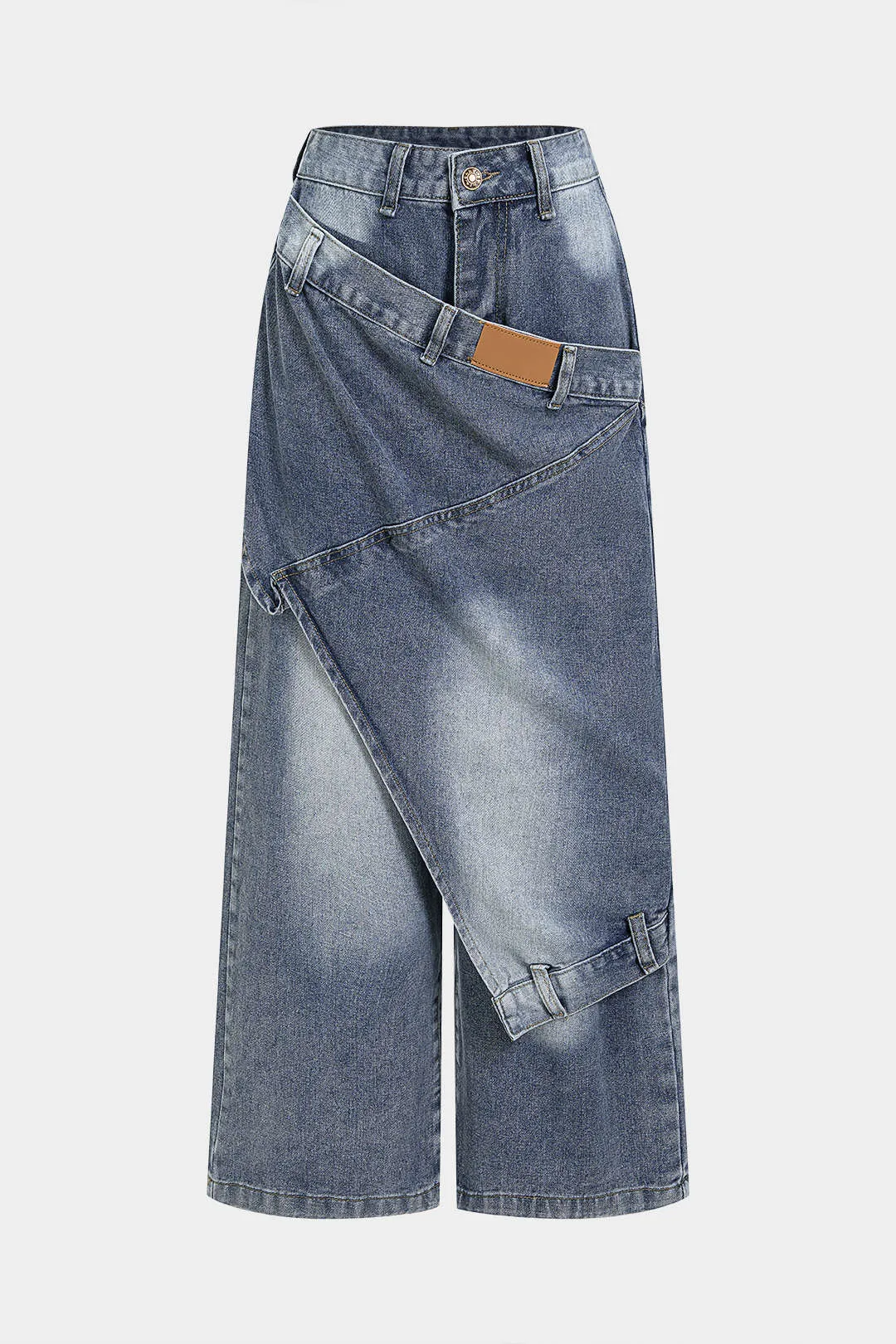 Denim Asymmetrical Wide Leg Jeans sold by Micas
