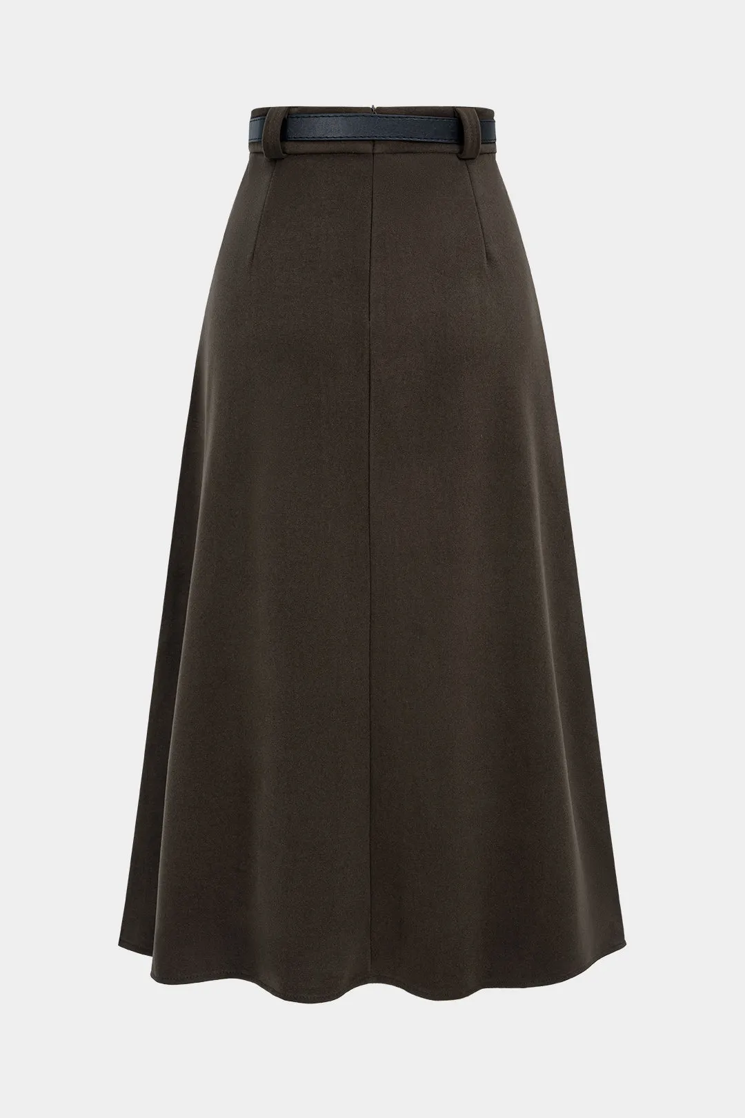 Woolen Pleated Belted High Waist Skirt sold by Micas product image thumbnail 2