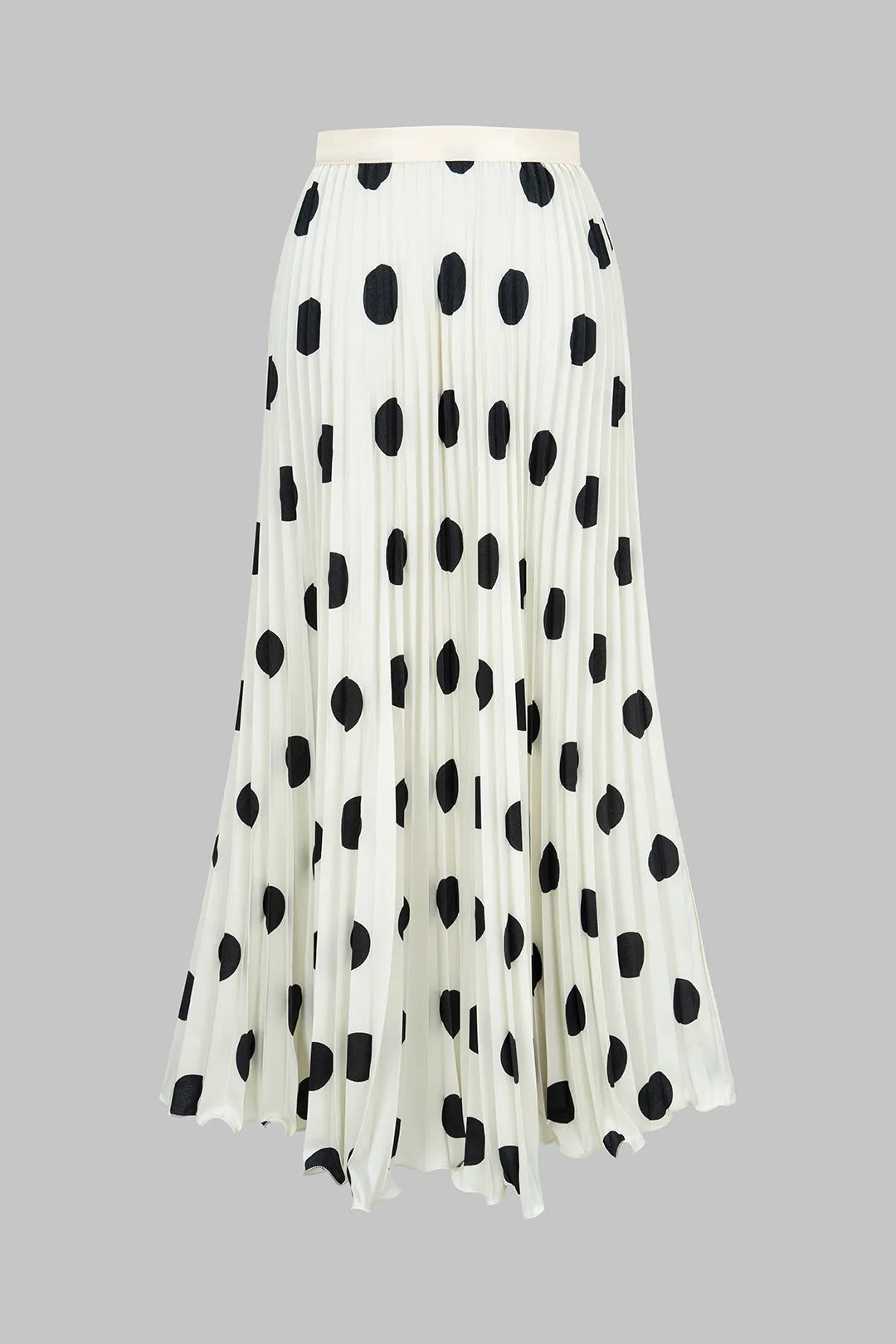 Polka Dots Print Pleated High Waist Skirt sold by Micas product image thumbnail 2