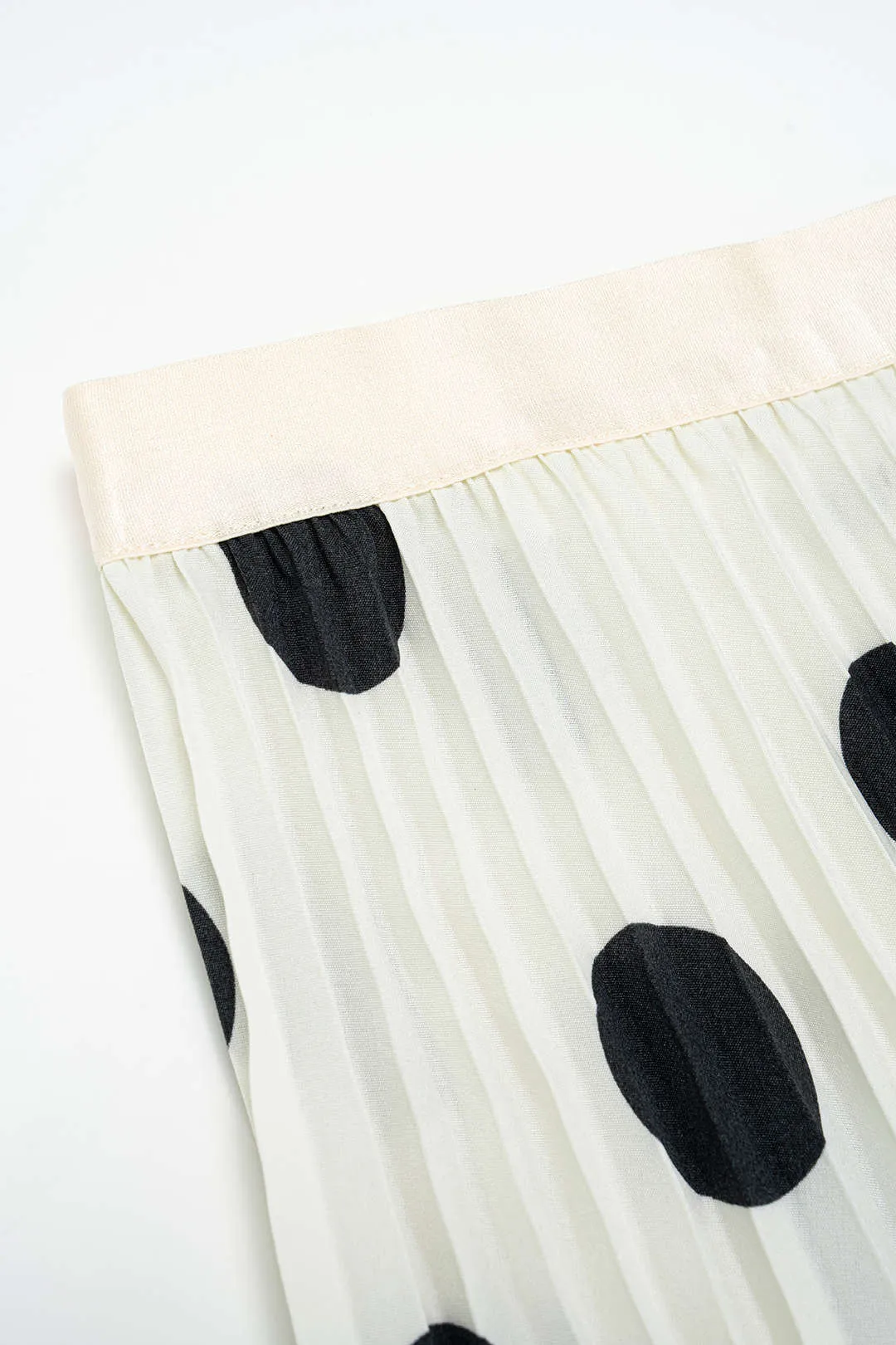 Polka Dots Print Pleated High Waist Skirt sold by Micas product image thumbnail 3