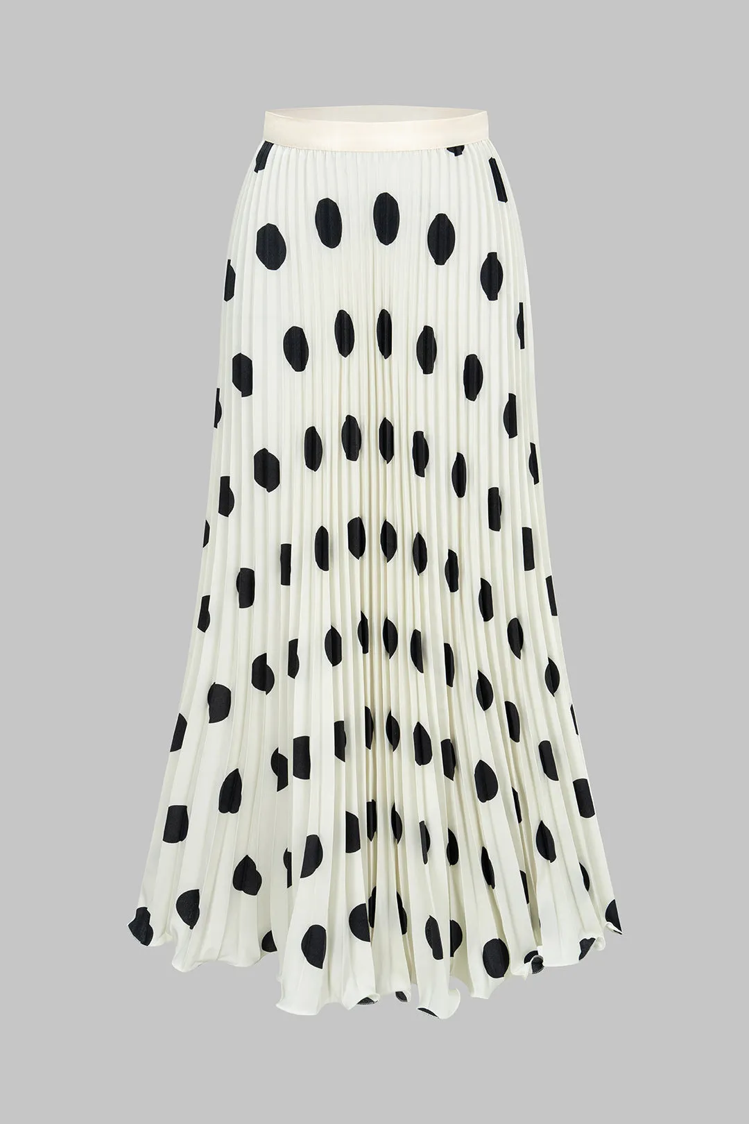 Polka Dots Print Pleated High Waist Skirt sold by Micas