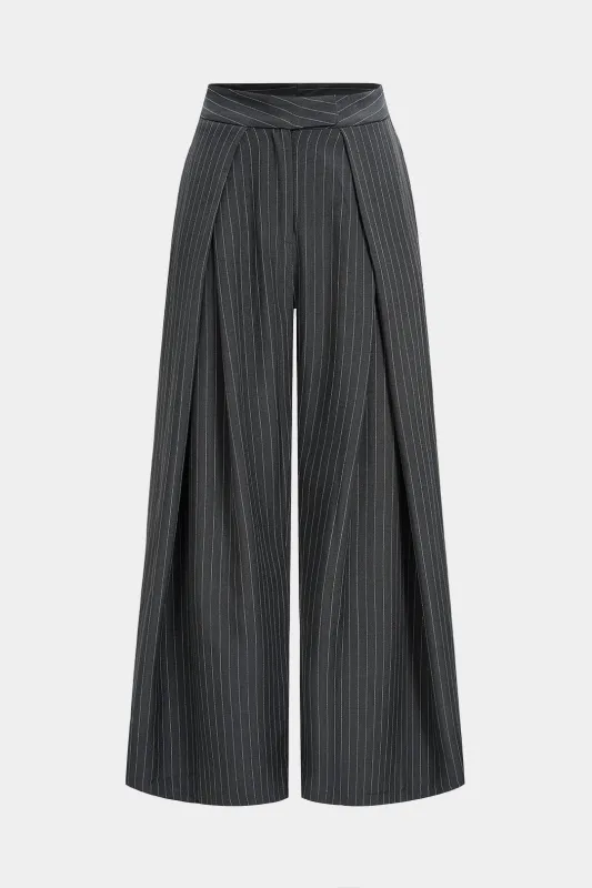Pinstripe High Waist Wide Leg Pants sold by Micas