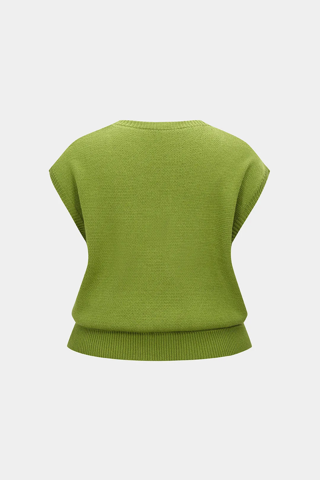 Plus Size Knit Plaid Print V-Neck Vest sold by Micas product image thumbnail 2